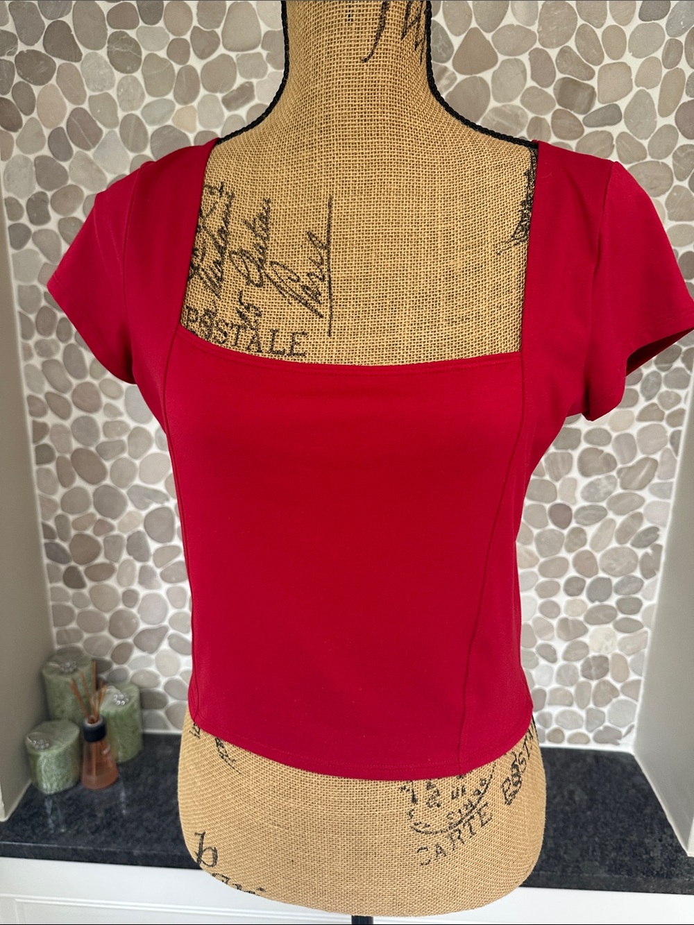 Hollister Red Square-Neck Crop Top